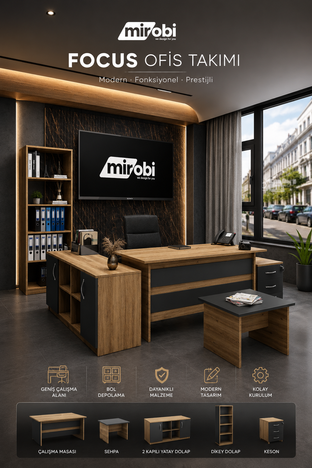 Mirobi Focus Ofis Takımı ile Modern ve Fonksiyonel Çalışma Alanları