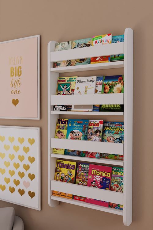 Lino 4 Raflı Montessori Kitaplık Eğitici Çocuk Kitaplığı Çocuk Odası Kitaplığı Beyaz