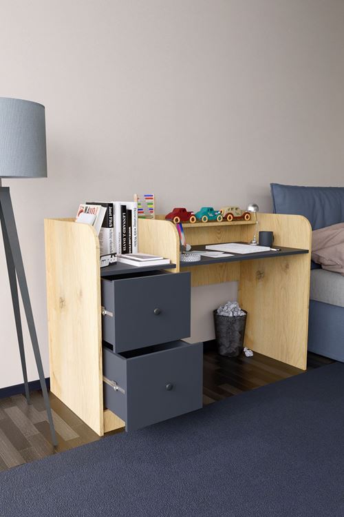 Tilup Çalışma Masası Çam-Antrasit Çocuk Odası Çalışma Masası Çekmeceli