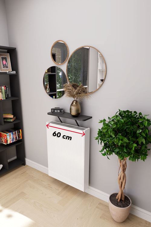 Soravel Petek Üstü Uçan Raf Dresuar Kalorifer Peteği Rafı 60 X 18 Cm Antrasit