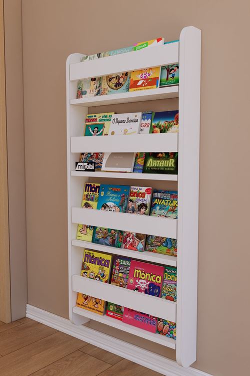 Lino 4 Raflı Montessori Kitaplık Eğitici Çocuk Kitaplığı Çocuk Odası Kitaplığı Beyaz