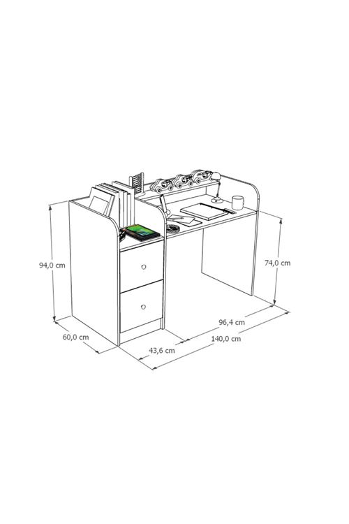 Tilup Çalışma Masası Çam-Antrasit Çocuk Odası Çalışma Masası Çekmeceli