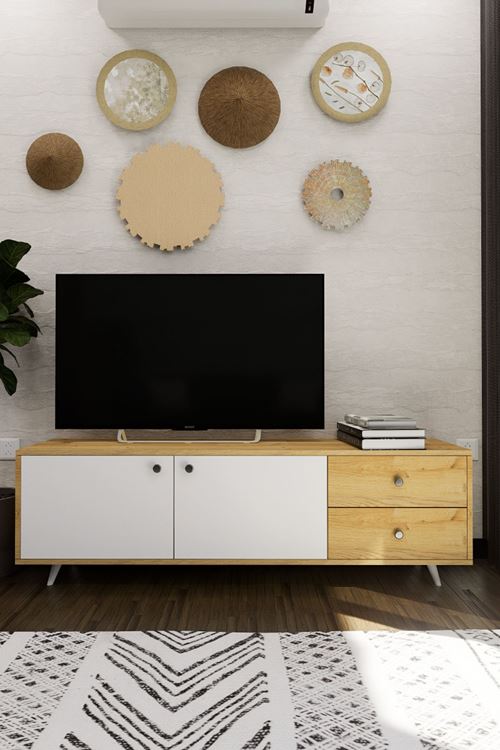 Leder Modern Dekoratif TV Ünitesi Televizyon Sehpası Atlantik Çam 160 cm