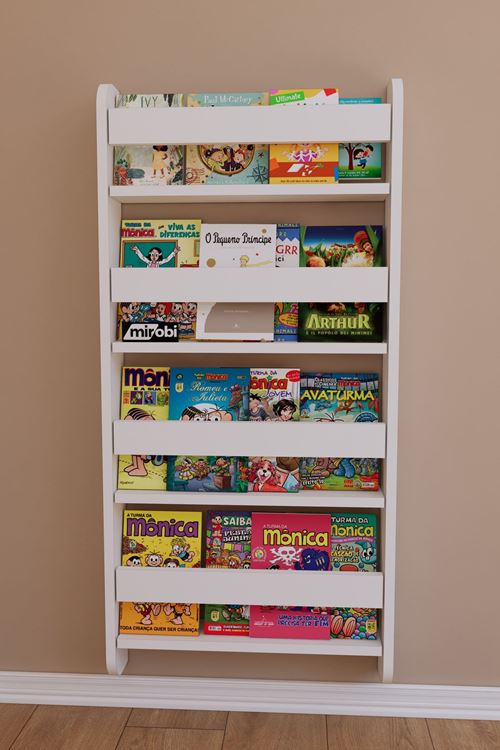 Lino 4 Raflı Montessori Kitaplık Eğitici Çocuk Kitaplığı Çocuk Odası Kitaplığı Beyaz
