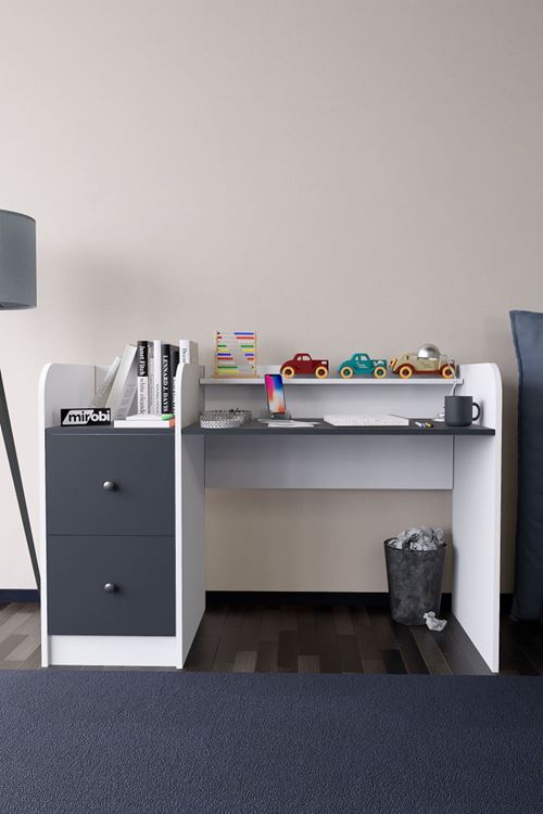 Tilup Çalışma Masası Beyaz-Antrasit Çocuk Odası Çalışma Masası Çekmeceli
