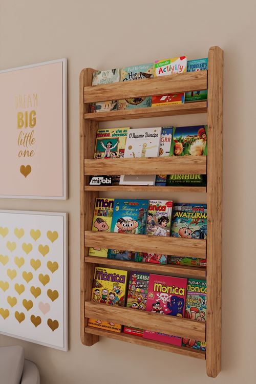 Lino 4 Raflı Montessori Kitaplık Eğitici Çocuk Kitaplığı Çocuk Odası Kitaplığı Atlantik Çam