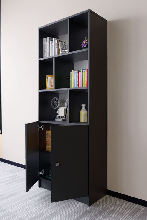 Torfa 2 Kapaklı 6 Bölmeli Dekoratif Kitaplık Antrasit
