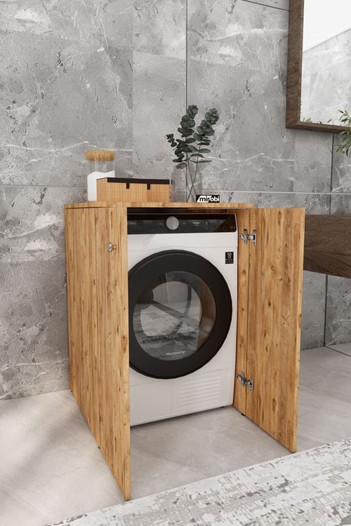 Veltra Kapaklı Çamaşır Makinesi Dolabı Kurutma Makinesi Alt Dolabı Atlantik Çam