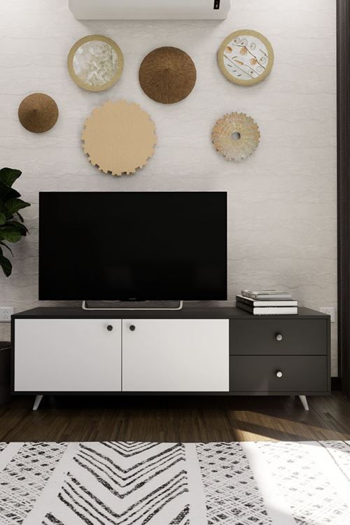 Leder Modern Dekoratif TV Ünitesi Televizyon Sehpası Antrasit 160 cm