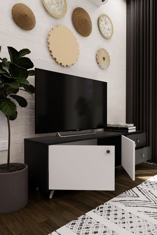 Leder Modern Dekoratif TV Ünitesi Televizyon Sehpası Antrasit 160 cm