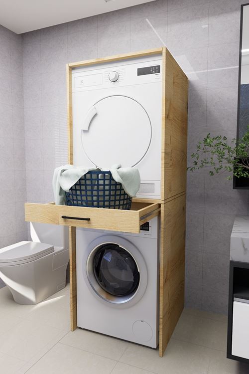 Serenity Banyo Dolabı Çamaşır ve Kurutma Makinesi Dolabı Çam