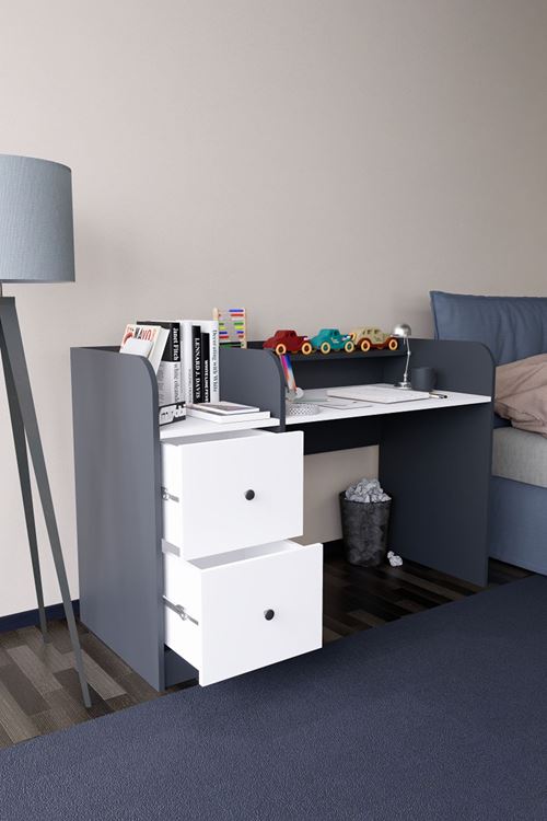 Tilup Çalışma Masası Antrasit-Beyaz Çocuk Odası Çalışma Masası Çekmeceli