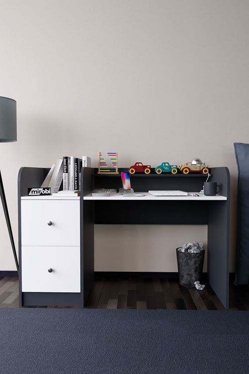 Tilup Çalışma Masası Antrasit-Beyaz Çocuk Odası Çalışma Masası Çekmeceli