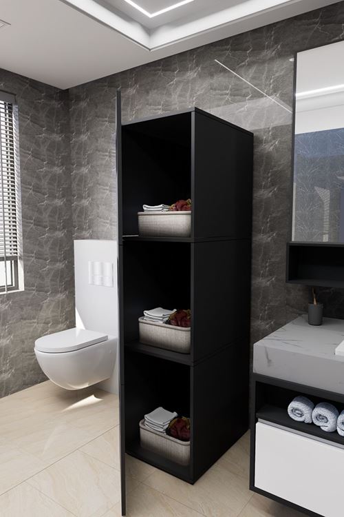 Lavina Banyo Kirli Sepetli Çamaşır Dolabı Antrasit