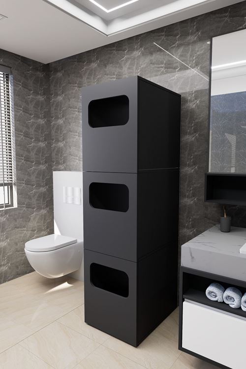 Lavina Banyo Kirli Sepetli Çamaşır Dolabı Antrasit