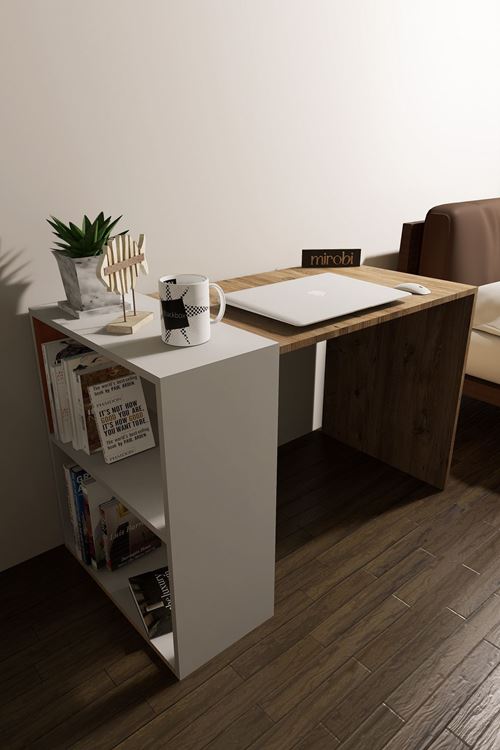 Amisos Çalışma Masası Kitaplıklı Ofis Masası Atlantik