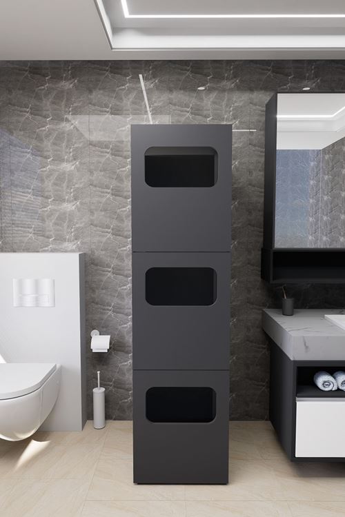 Lavina Banyo Kirli Sepetli Çamaşır Dolabı Antrasit