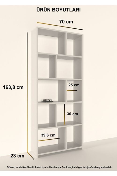 Cordoba 5 Raflı 10 Bölmeli Kitaplık Dekoratif Modern Kitaplık Antrasit