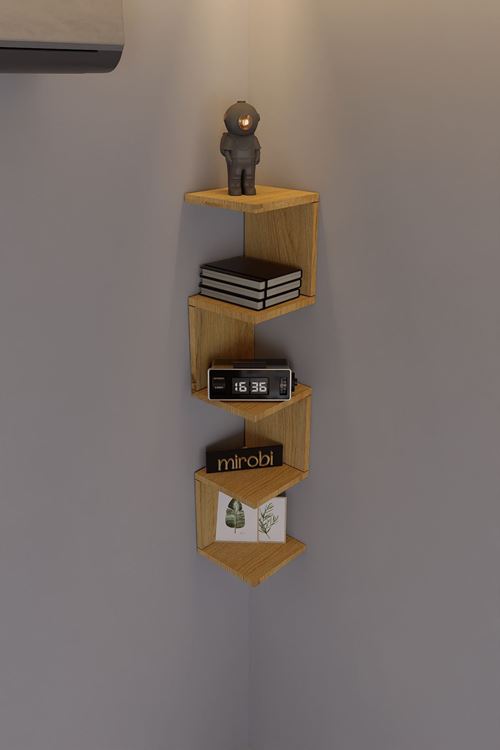 Artix Zigzag Duvar Rafı Çam