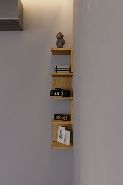 Artix Zigzag Duvar Rafı Çam