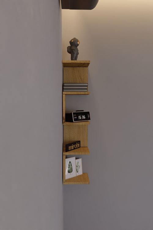 Artix Zigzag Duvar Rafı Çam