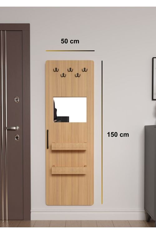 Gizli Boy Aynası, Dekoratif Vestiyer, Modern Askılık, Sürgülü Kapaklı Boy Aynası, Aynalı Vestiyer Çam