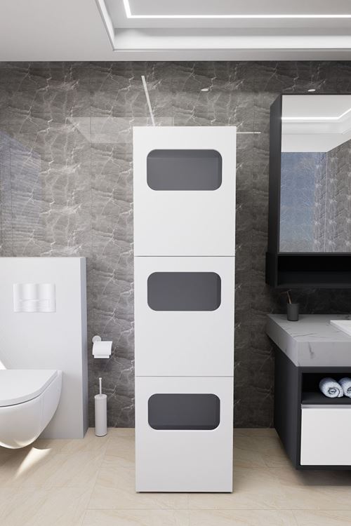 Lavina Banyo Kirli Sepetli Çamaşır Dolabı Beyaz
