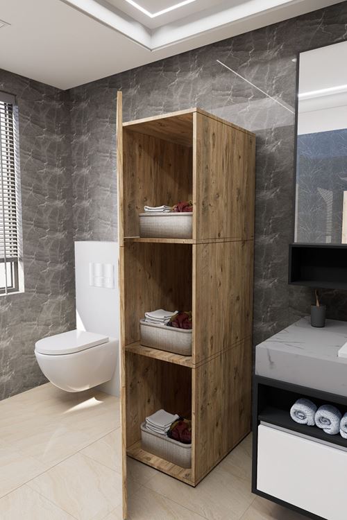 Lavina Banyo Kirli Sepetli Çamaşır Dolabı Çam