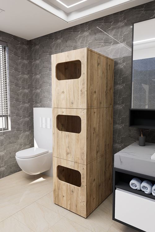 Lavina Banyo Kirli Sepetli Çamaşır Dolabı Çam