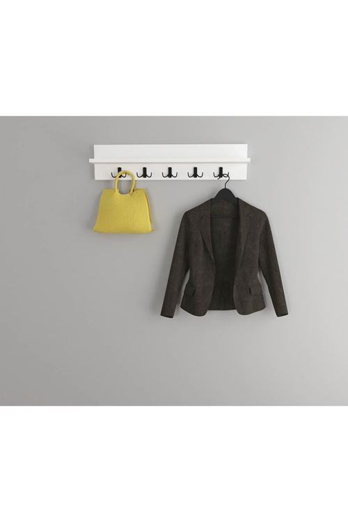 Riva Portmanto Elbise Askılığı, Duvar Askılığı 80 cm Beyaz