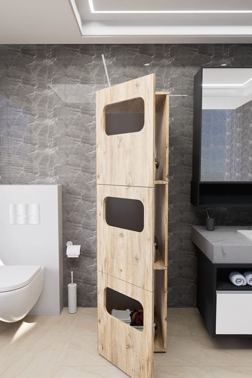 Lavina Banyo Kirli Sepetli Çamaşır Dolabı Çam