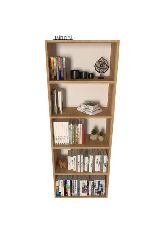 Modern 5 Raflı Kitaplık Dekoratif Kitaplık Çam