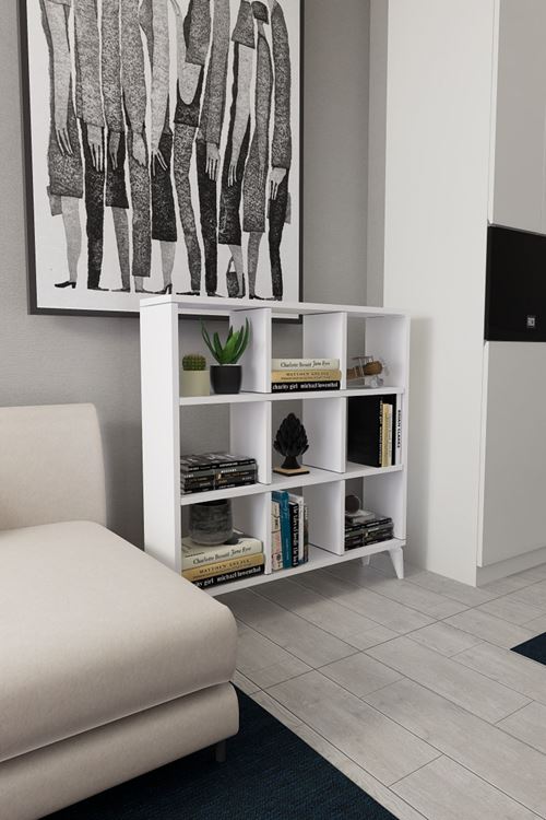9 Kare Küp Kitaplık 9 Bölmeli Raflı Kitaplık Kare Kitaplık Kütüphane Beyaz