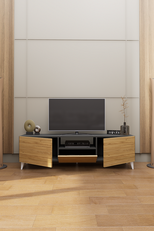 Mirobi Bravon Dekoratif Modern TV Ünitesi Antrasit - Atlantik Çam