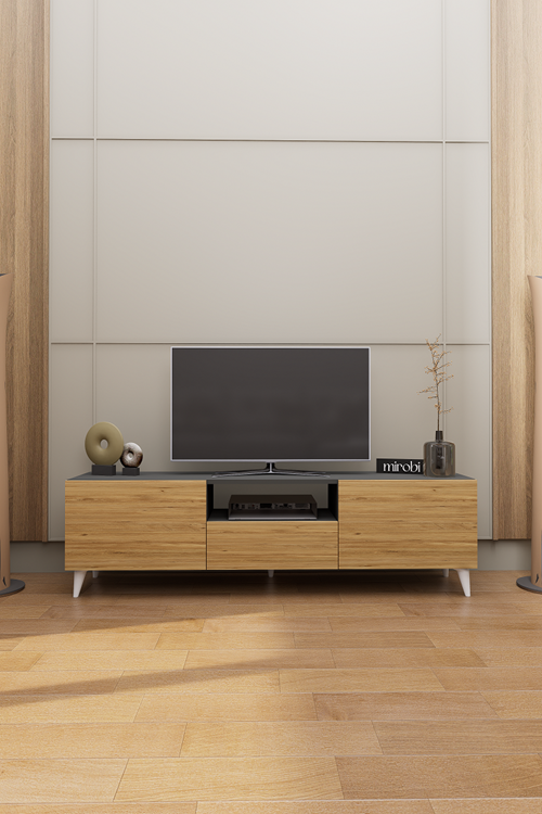 Mirobi Bravon Dekoratif Modern TV Ünitesi Antrasit - Atlantik Çam