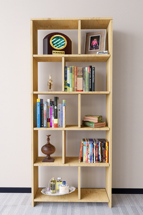 Cordoba 5 Raflı 10 Bölmeli Kitaplık Dekoratif Modern Kitaplık, Çam