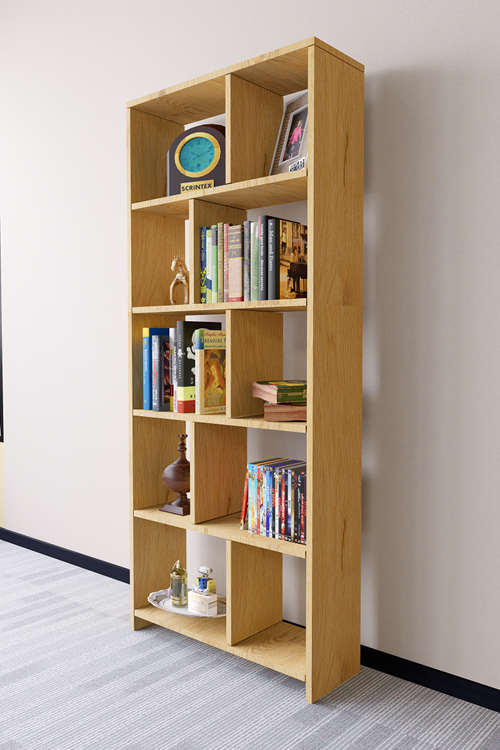 Cordoba 5 Raflı 10 Bölmeli Kitaplık Dekoratif Modern Kitaplık, Çam