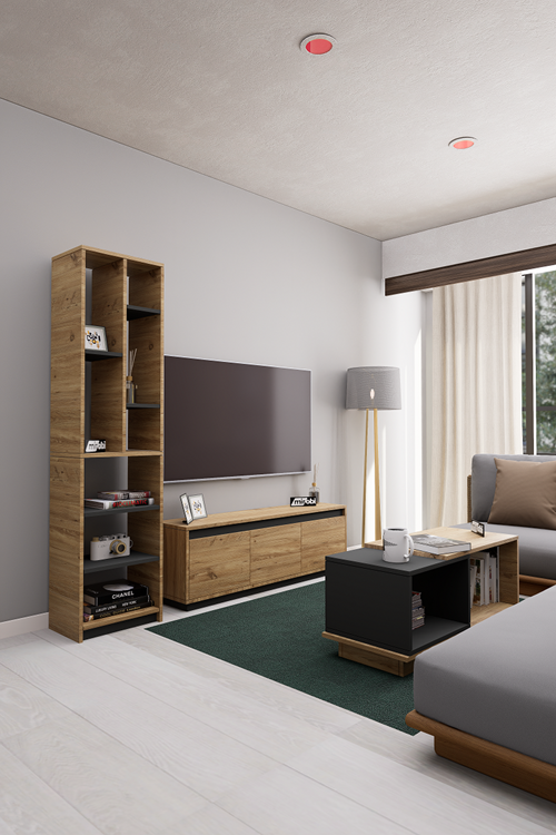 Mirobi Arte Dekoratif Salon Seti TV Ünitesi, Sehpa, Konsol, Kitaplık Set