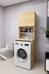 Verani Çamaşır Makinesi Dolabı Banyo Kiler Çift Kapaklı Arkalıklı Dolap Çam 180x65x30