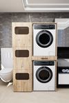 Washbox Banyo Kirli Sepetli Çamaşır Makinası Dolabı Ve Kurutma Makinası Dolabı Çam