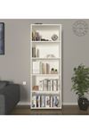 Modern 5 Raflı Kitaplık Dekoratif Kitaplık Beyaz