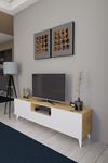 Bravix Modern Tv Ünitesi 3 Bölmeli Tv Sehpası Gövde ÇamKapaklar Beyaz