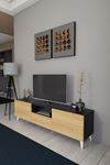 Bravix Modern Tv Ünitesi 3 Bölmeli Tv Sehpası Gövde Antrasit Kapaklar Atlantik Çam