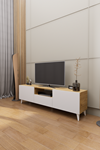 Mirobi Bravon Dekoratif Modern TV Ünitesi Atlantik Çam - Beyaz