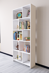 Cordoba 5 Raflı 10 Bölmeli Kitaplık Dekoratif Modern Kitaplık, Beyaz